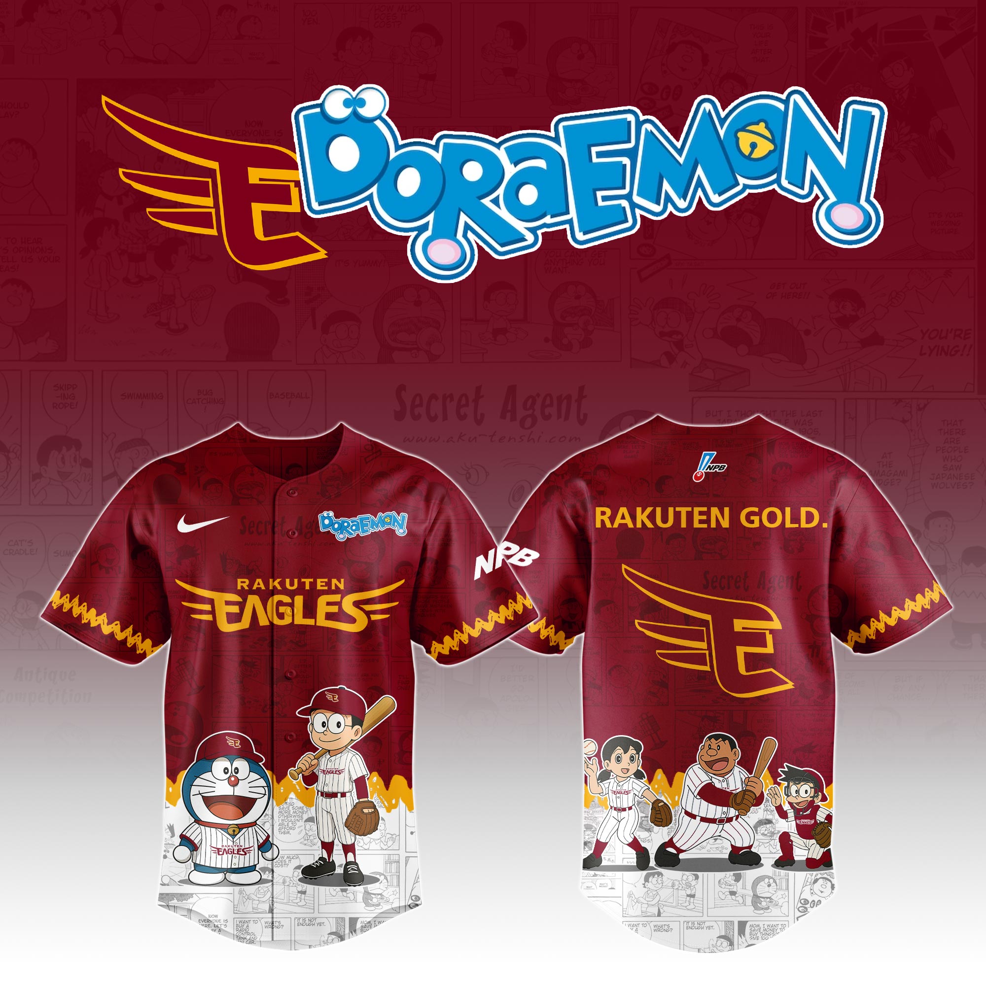 Rakuten Gold Eagles Doraemon Special Edition Jersey 