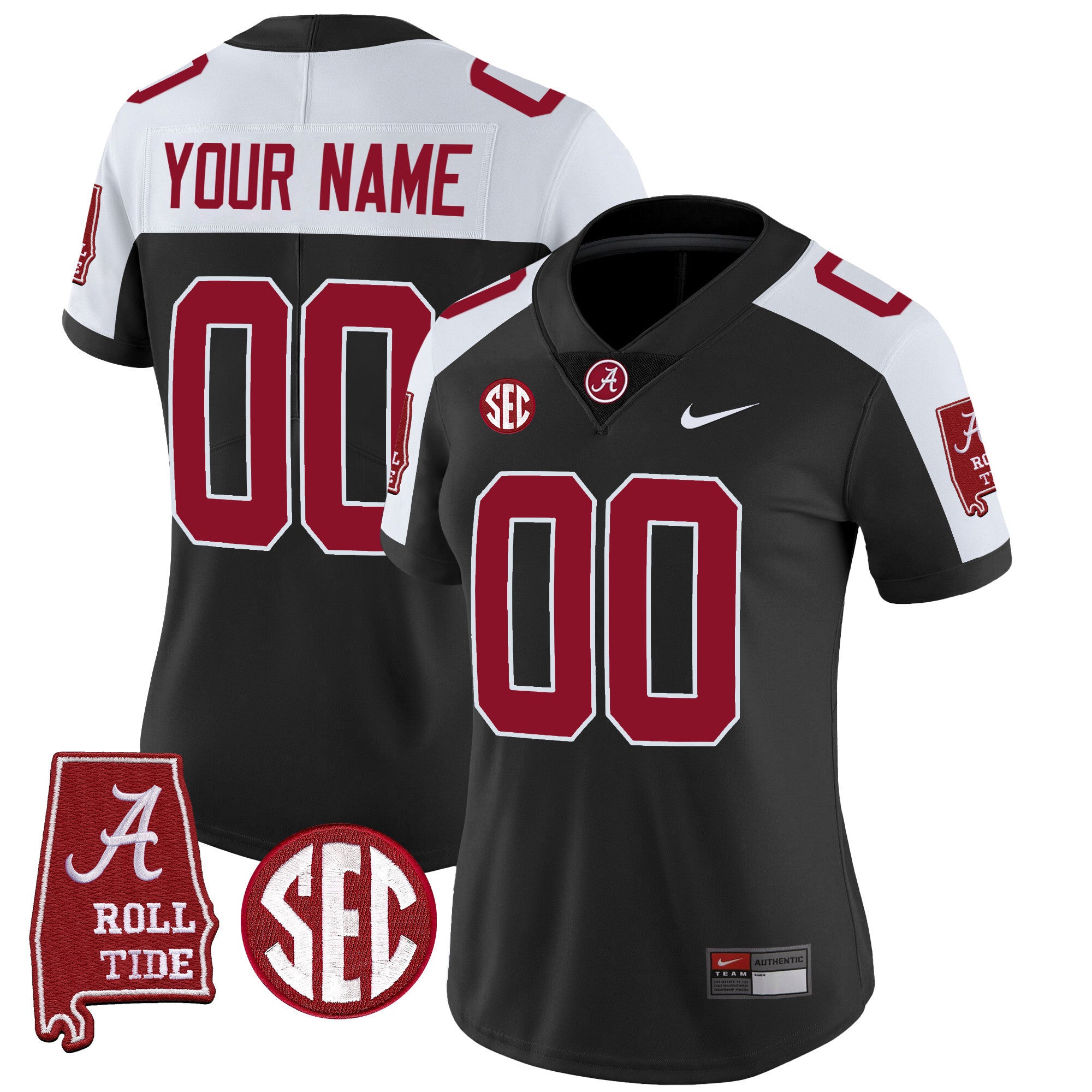 Alabama Crimson Tide Vapor Limited Custom Jersey V3 - Alabama Map - All Stitched