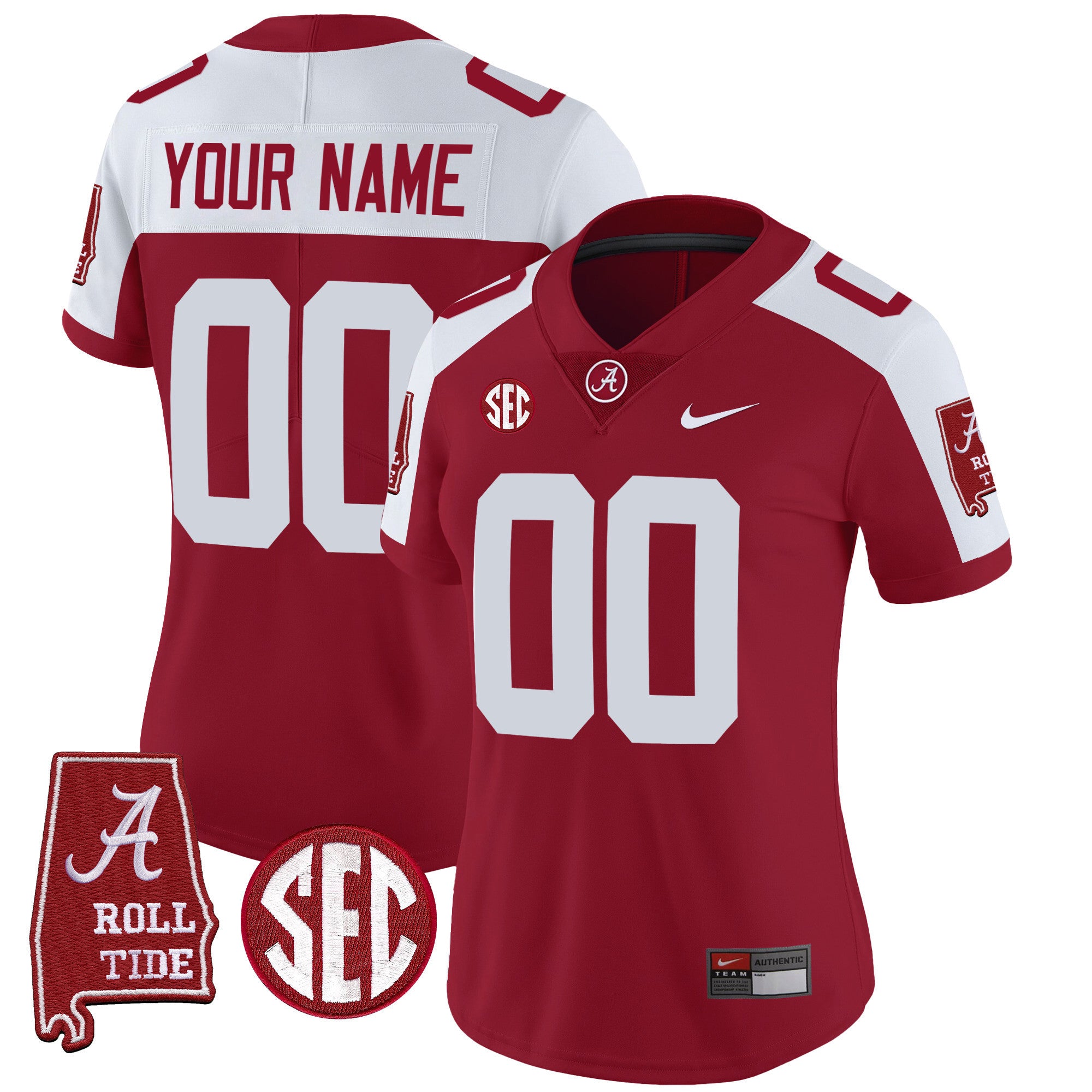 Alabama Crimson Tide Vapor Limited Custom Jersey V3 - Alabama Map - All Stitched