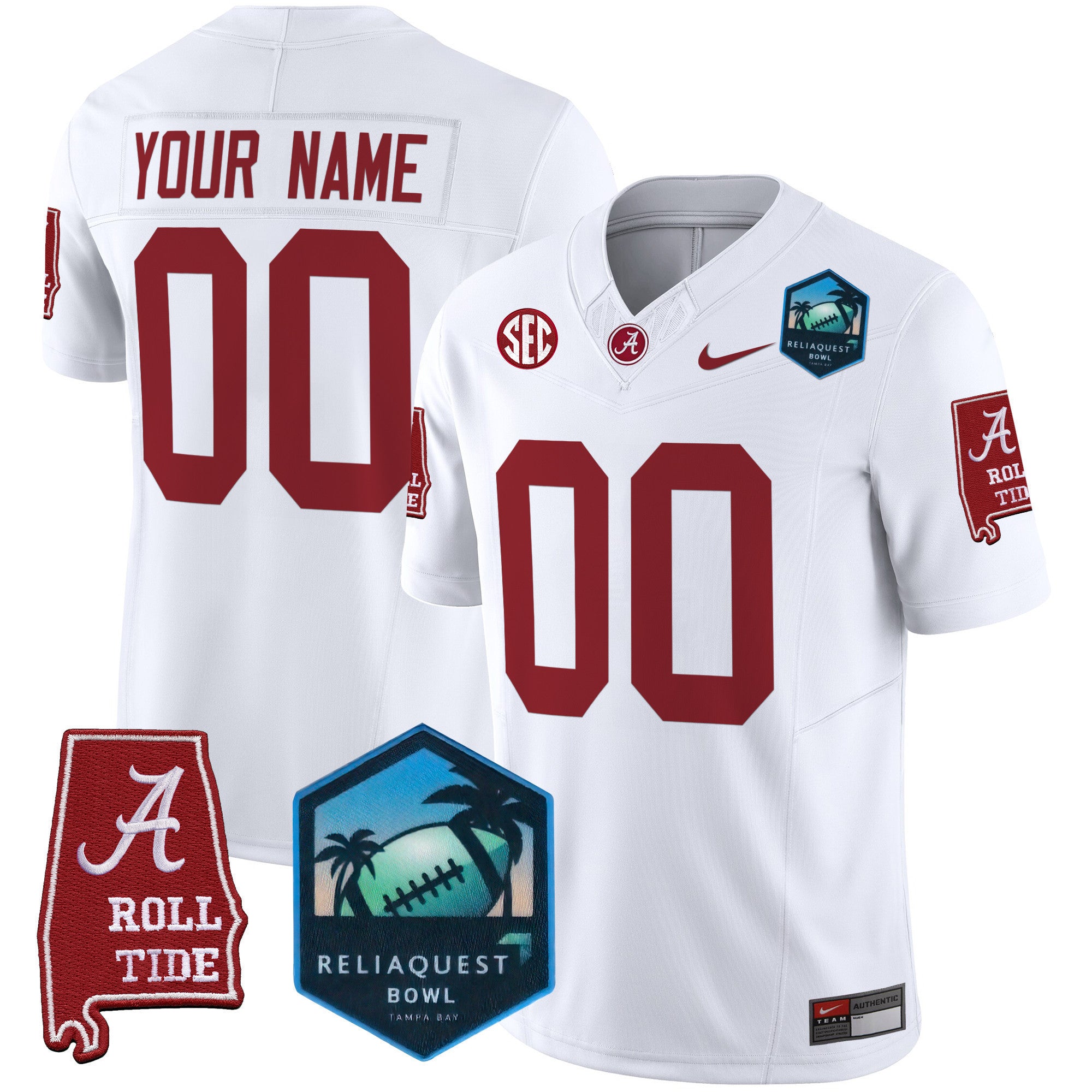 Alabama Crimson Tide 2025 ReliaQuest Bowl Patch Vapor Limited Custom Jersey - All Stitched